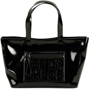 SEE BY CHLOE-patent vinyl small tote- EUC!